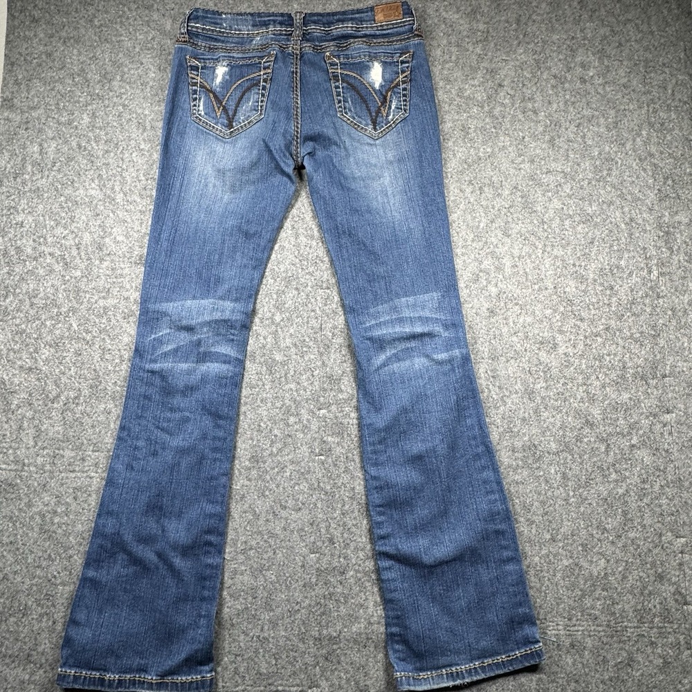 L.A. Idol Womens Juniors Bootcut Jeans Size 9 Blue Distressed 5 Pockets - Picture 3 of 13